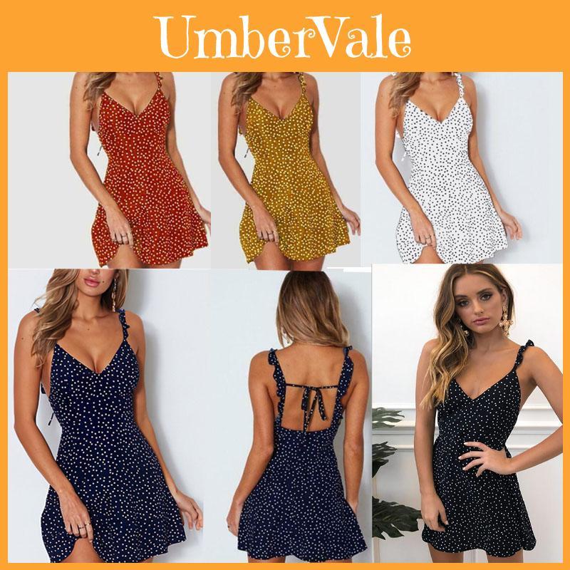 Floral Womens Boho Summer V Neck Party Evening Beach Short Mini Dress Sundress