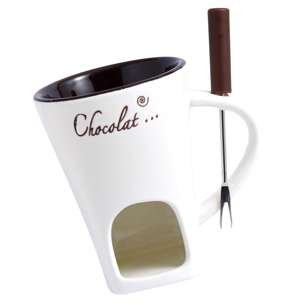 Elegant Fondue Mug Chocolate Melting Cup Multi Purpose Fondue Mug For Chocolate Caramel And Tapas With Tealight Holder
