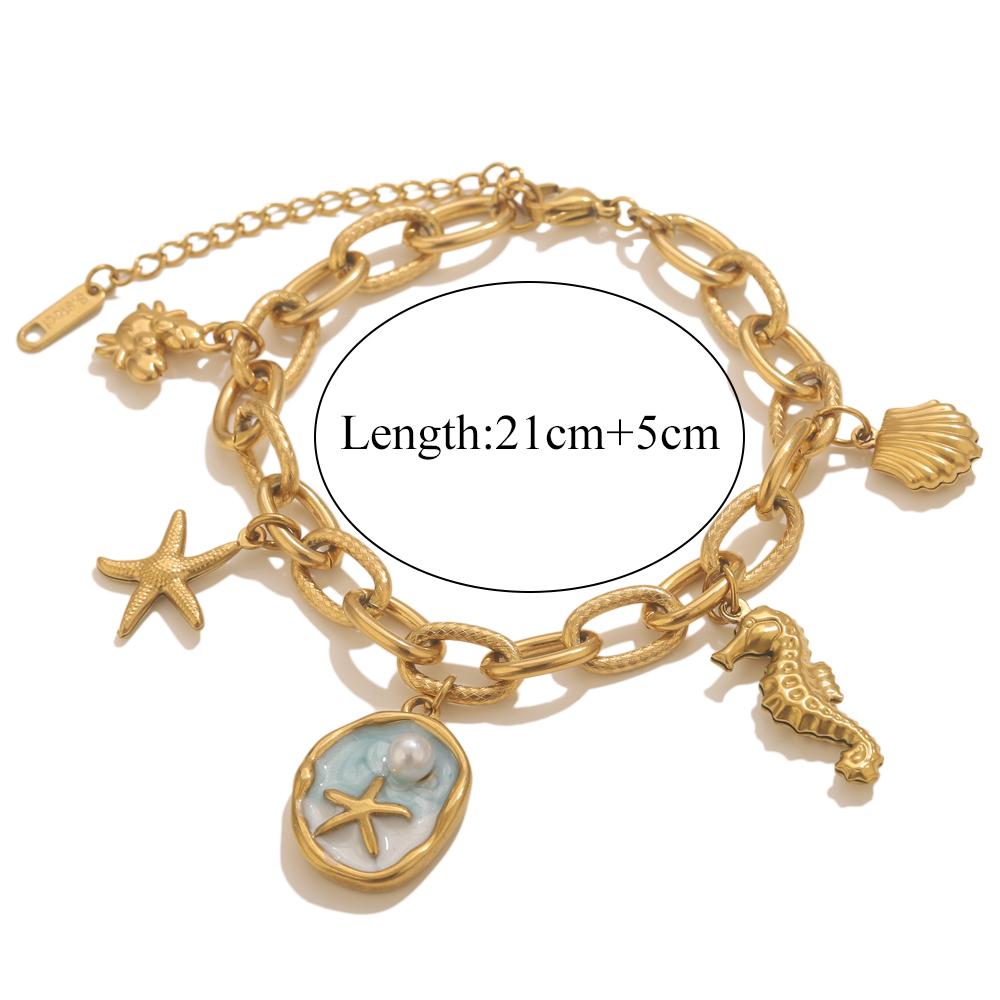 GIOIO Stainless Steel Starfish Seashell Bracelet Gold-Plated Pendant Bracelets For Women Jewelry Waterproof Trendy Jewelry Gift