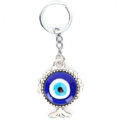 Blue Eyes Keychain Turkish Style Alloy Colored Glaze Pendant for Ladies Bag Car Interior