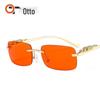 Cheetah Frameless Square Sunglasses Unisex Retro Leopard Metal Design