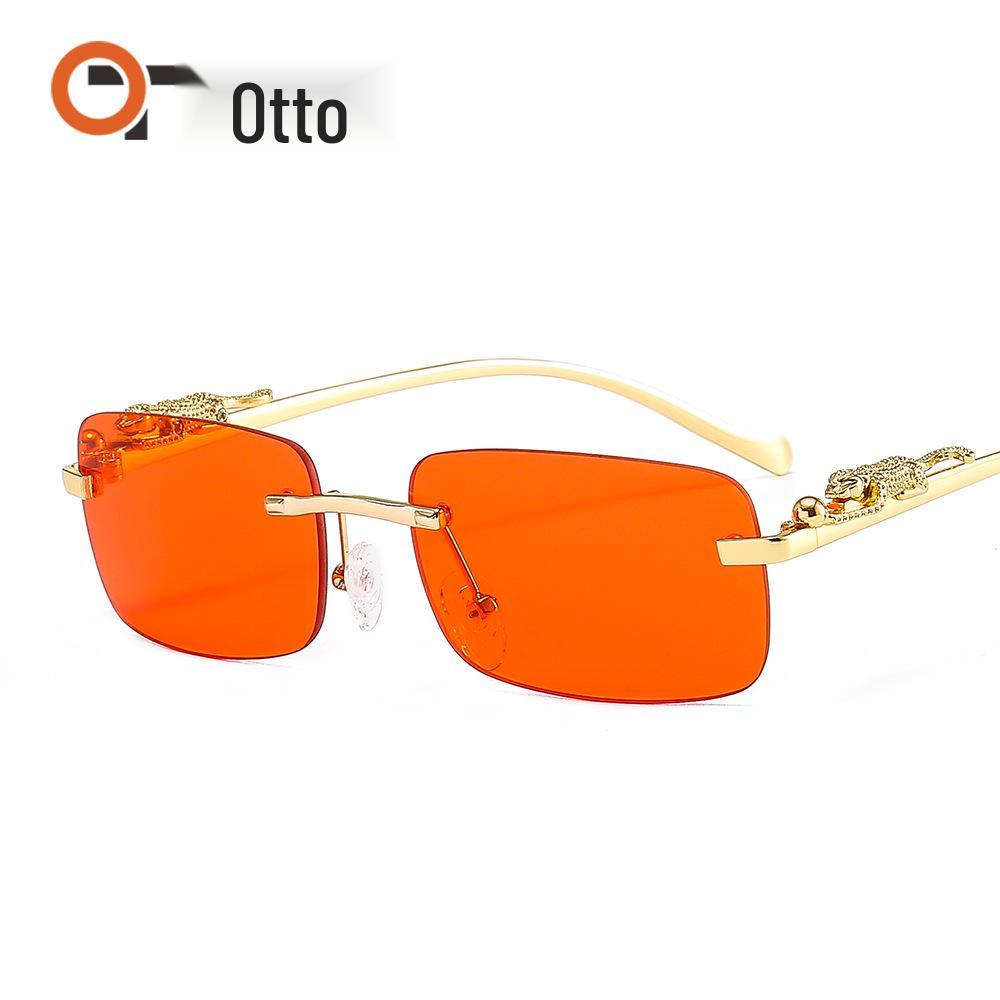 Cheetah Frameless Square Sunglasses Unisex Retro Leopard Metal Design