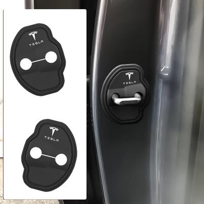 2pcs Silicone Car Door Lock Buckle Mute Shock Absorbing Cushion Elastic Anti-Collision Car Door Latch Protection Cover for