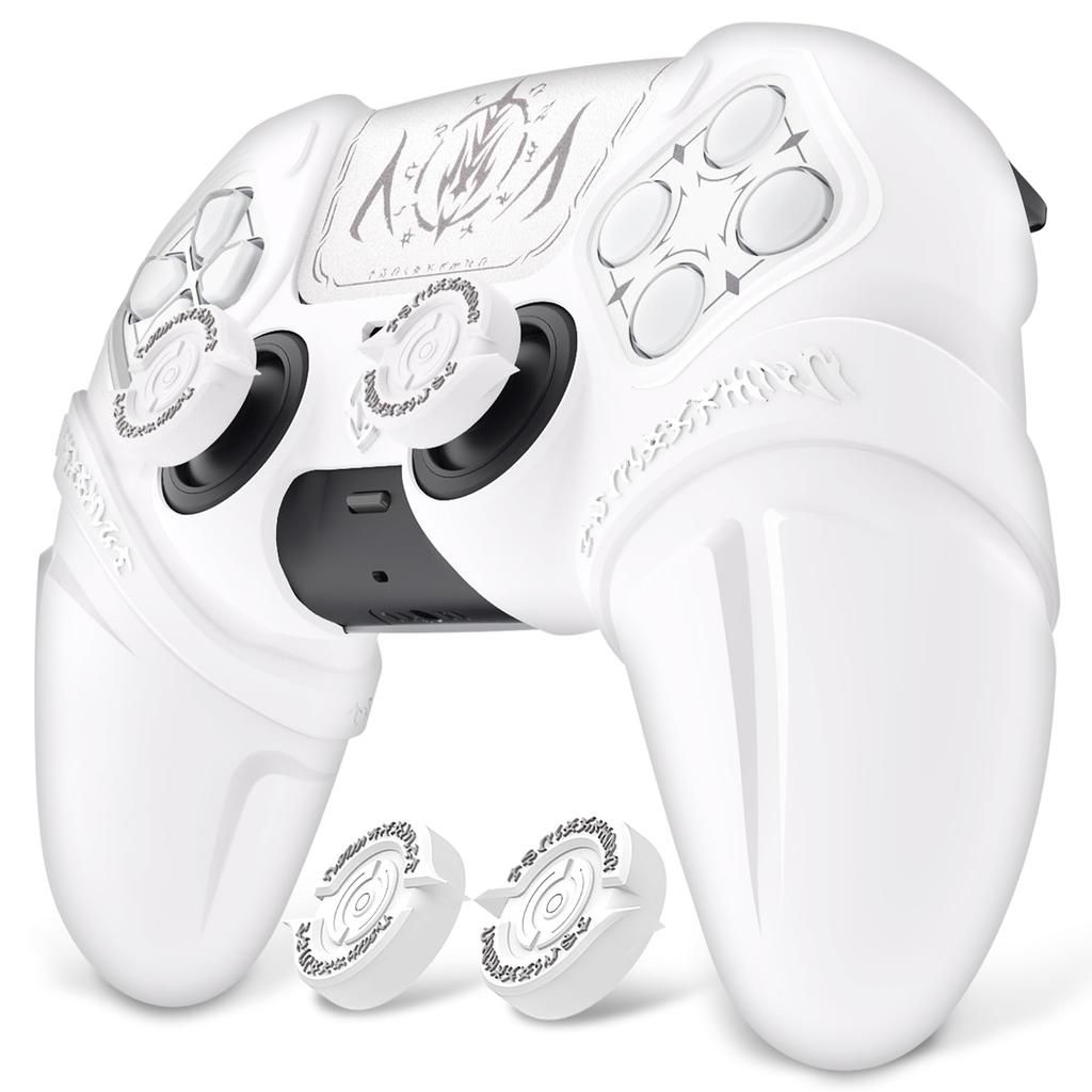 PlayVital Runes Edition Silicone cover for comes with thumb grip touchpad sticker and cross key compatible with ps5 genuine charging stand with cover
