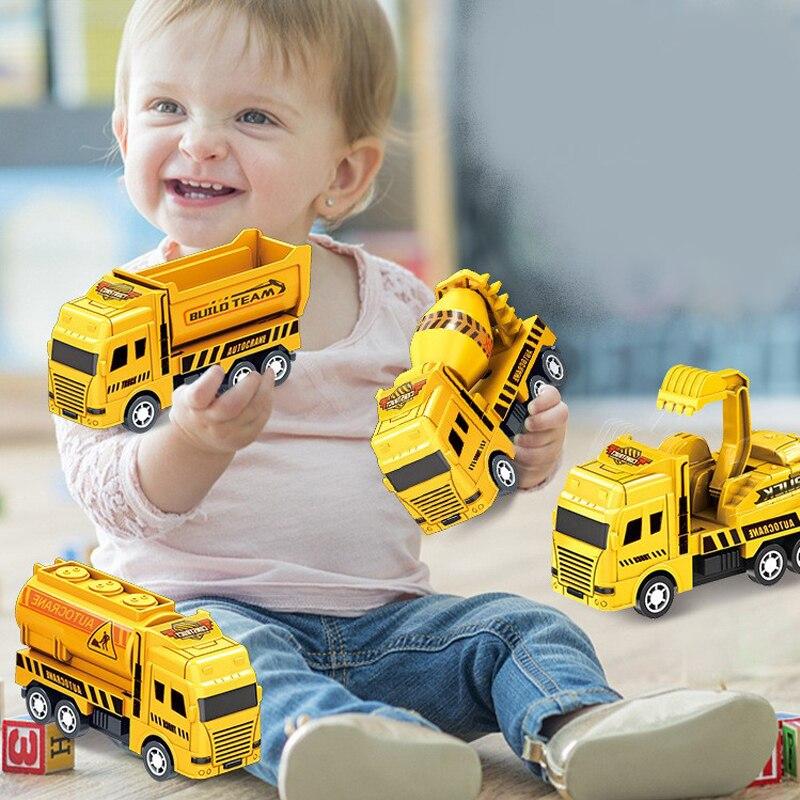 4 Pcs Educational Cars Children Kid Pull Back Toy Warrior Engineering Vehicle Model Four Mini Cars for daily use
