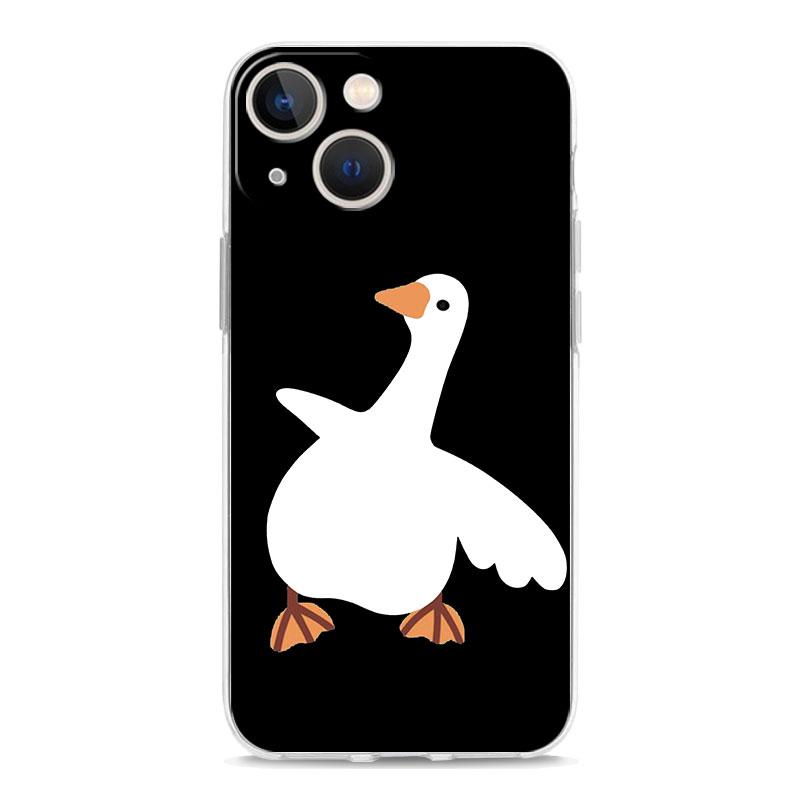 Cartoon Doubt Duck Transparent Phone Case For iPhone 15 16 14 13 12 11 Pro Max XS X XR SE 7 8 Plus TPU Clear Lens Protect Cover