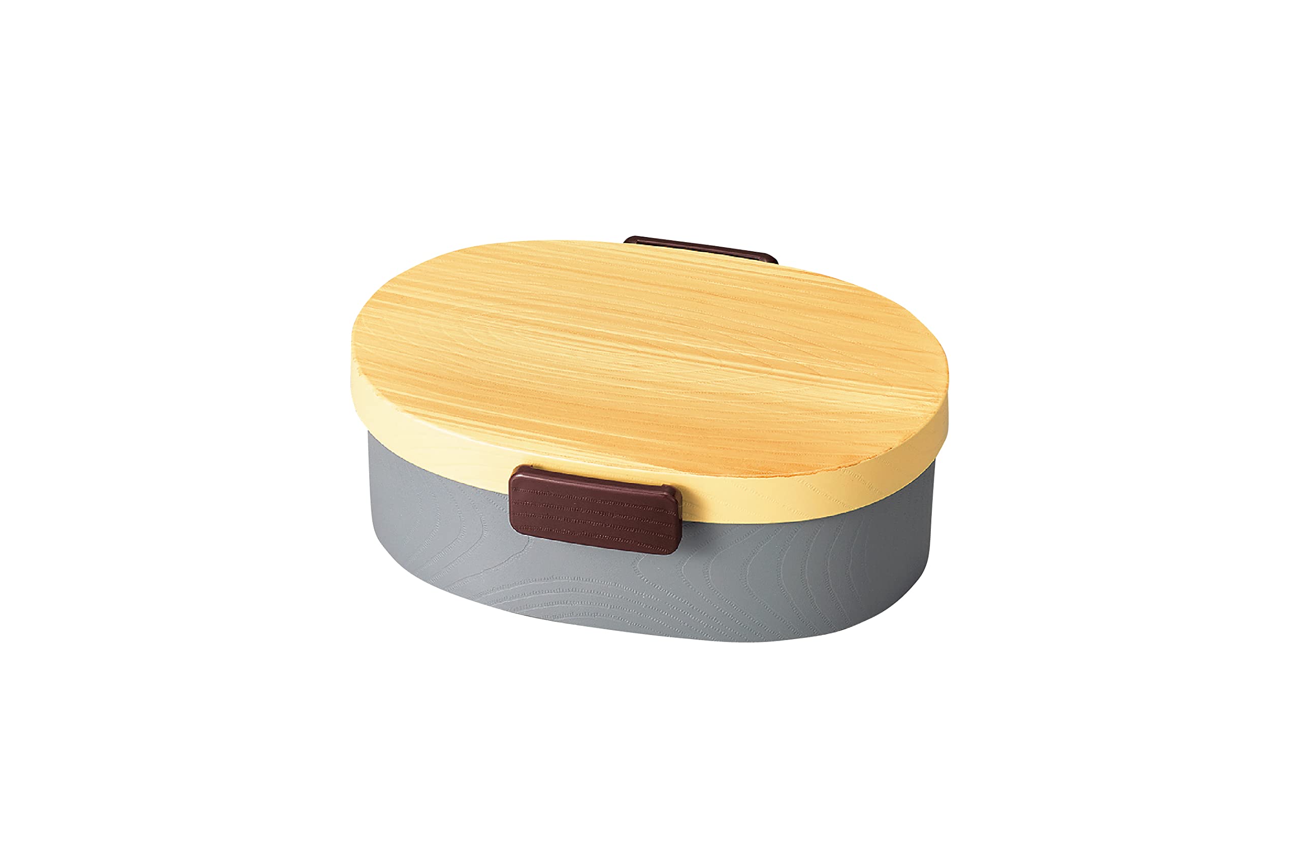

Tatsumiya Wood Grain Oval Bento Hinoki 30430 Tight-Style Box, Gray, Large,