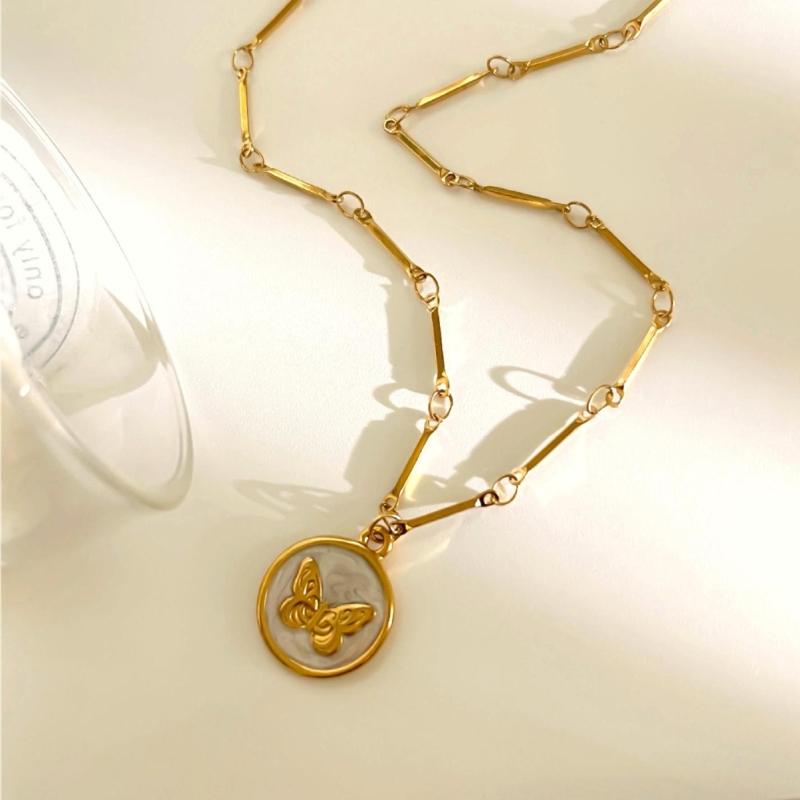 Stainless Steel Butterfly Necklace Colorful Enamel Detailing Dainty Chain for Everyday Wear or Special Occasions