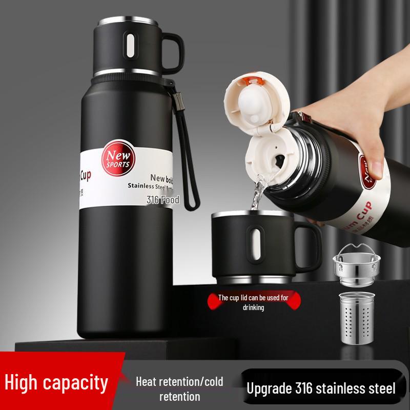 316 Stainless Steel Large-Capacity Insulated Travel Mug for Tea with Separation Feature