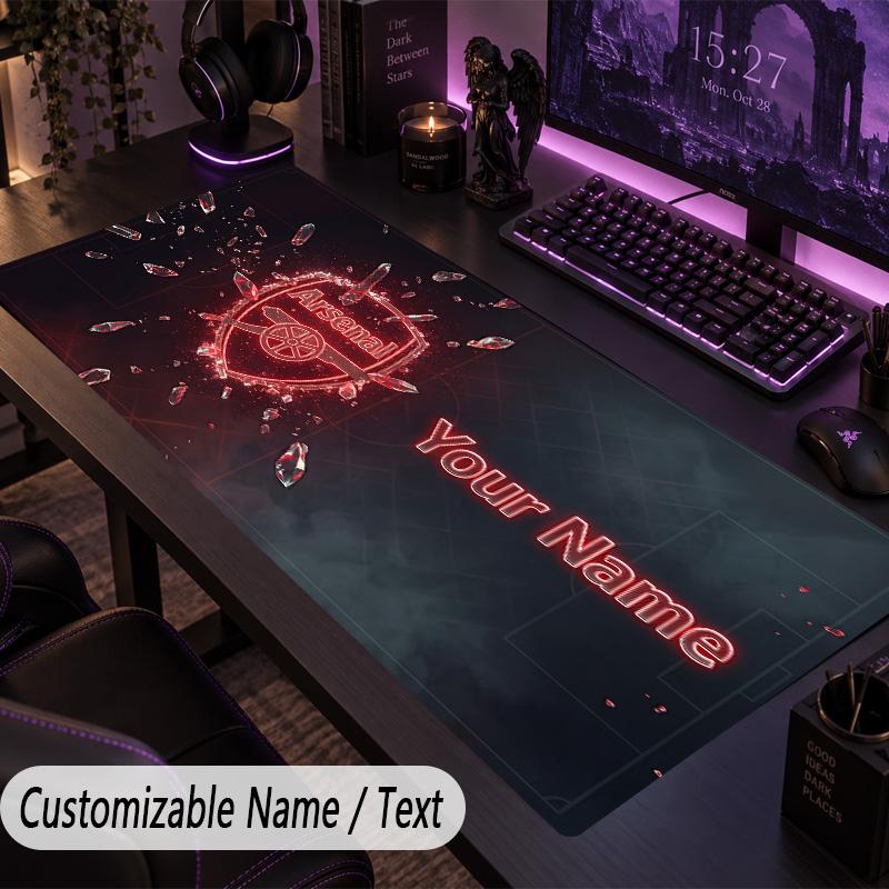 Custom Text Big Mousepad, Extended Desk Pad For Laptop Work GameArsenal FC
