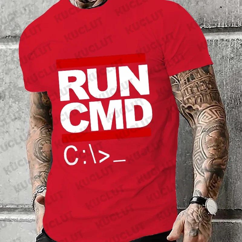 Men's T-shirts Run Cmd Computer Programmer Tshirts Funny Birthday Gift for Man Boyfriend Husband Summer 2024 Short Sleeve Tshirt