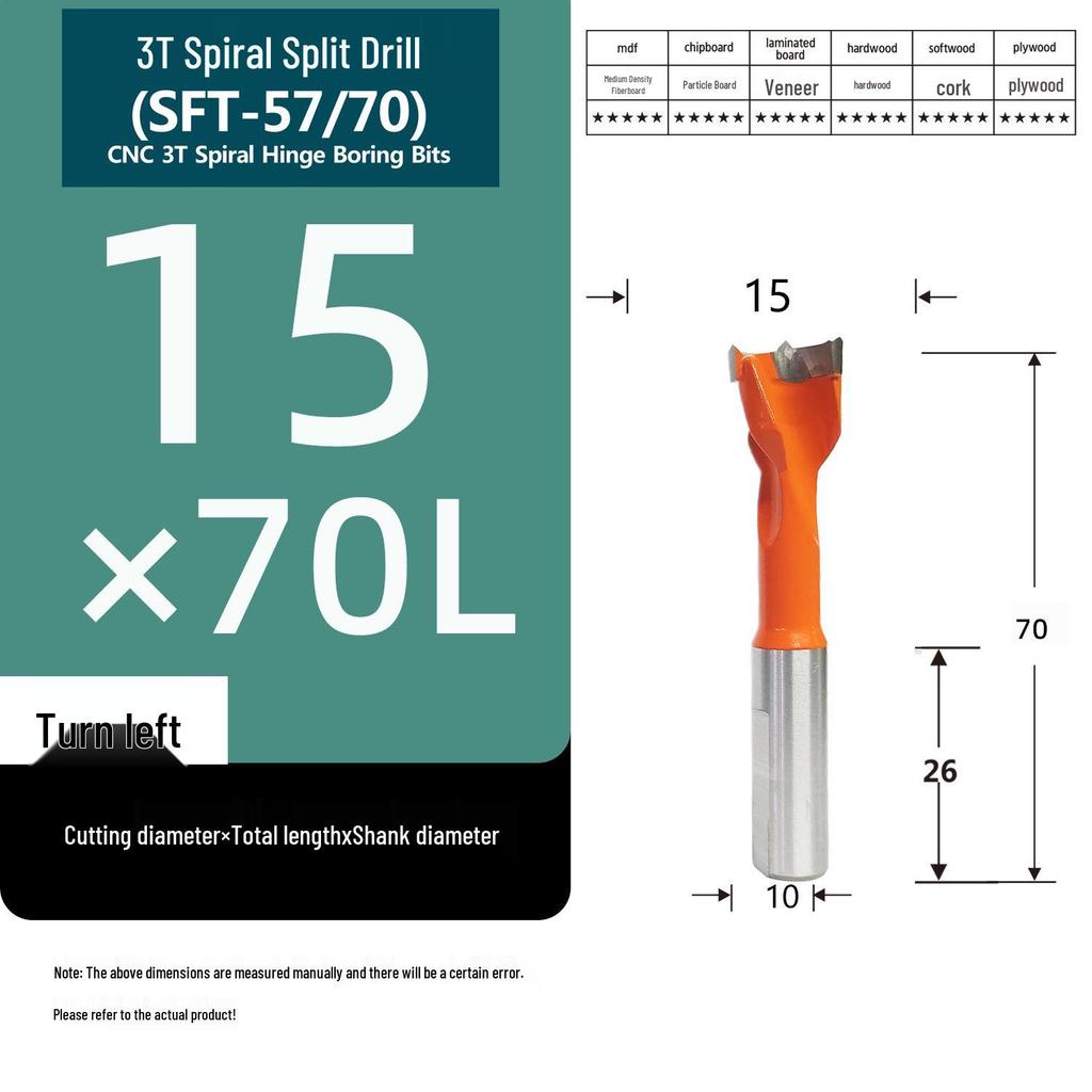 Yasen CNC Woodworking Three-Flute Spiral Drill Bit and Hole Opener