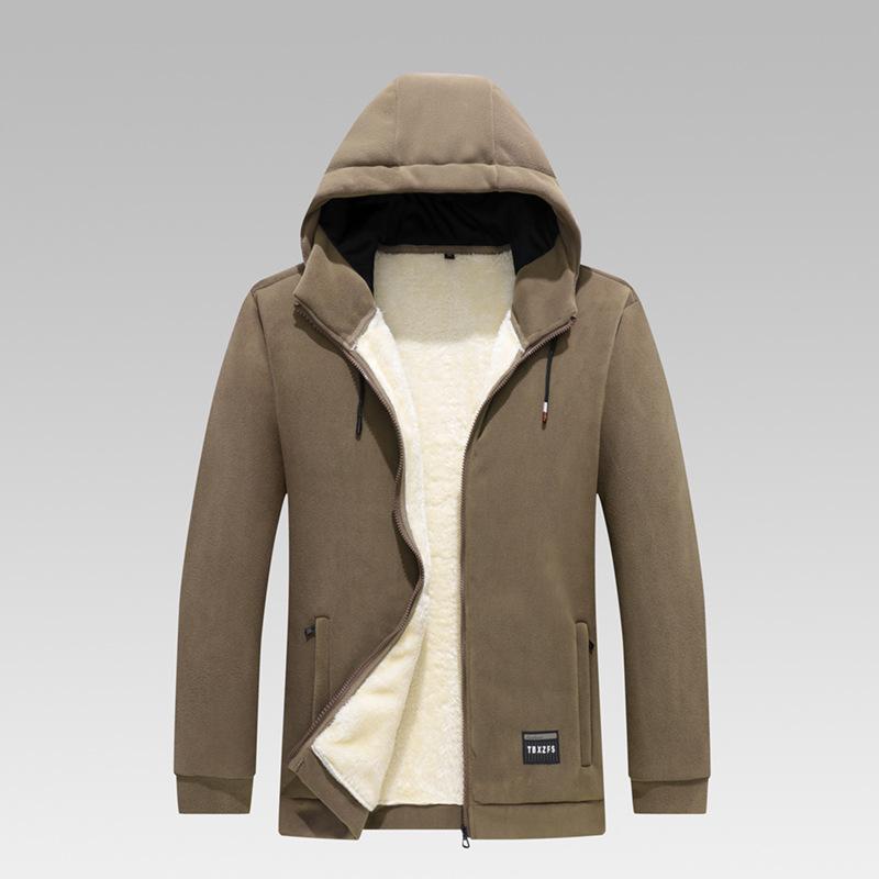 Men s Winter Fleece Jacket Hooded Jacket Men s Warm and Plush Thick Loose Hooded Cardigan Jacket Hooded XL дубильная кора