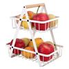 2 Tier Countertop Fruit Basket,Portable Fruit Bowle Basket for Kitchen Organizer Storage & Fruits Vegetable Bread Snacks Basket
