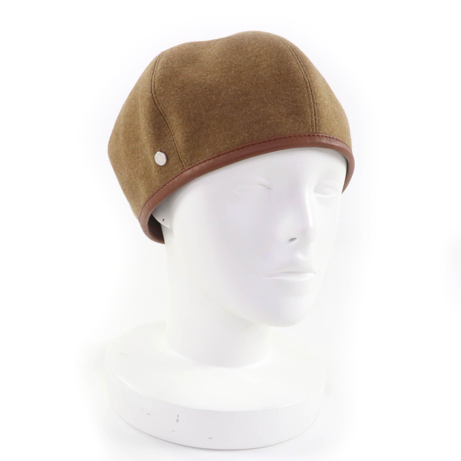 

Pristine HERMES beret Gabriel Serie Metal with Leather Brown wool Women 57 Used