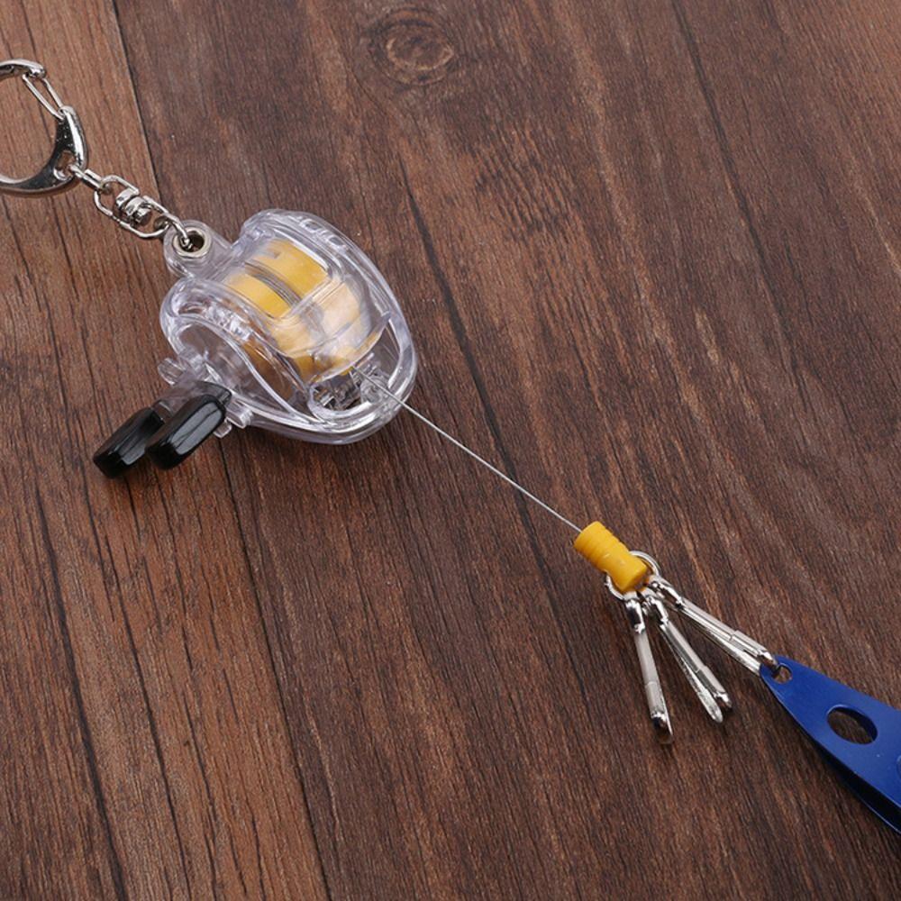 Retractable Fishing Reel Key Chain Pull Chain Quick Hanging Wire Rope Telescopic Badge Holder Multi-tail Fly Fishing Key Ring