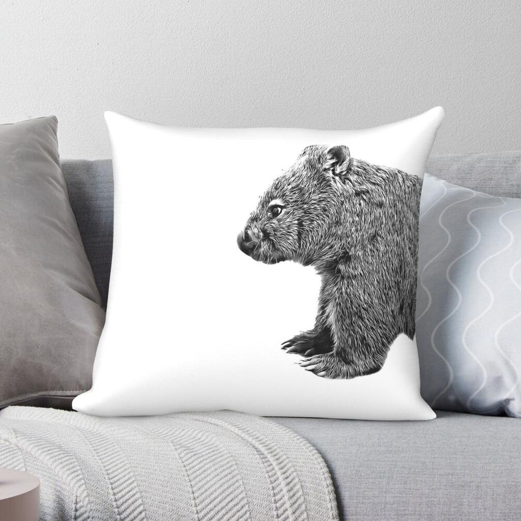Wombat Side Profile Pillowcase Polyester Linen Velvet Printed Zip Decorative Car
