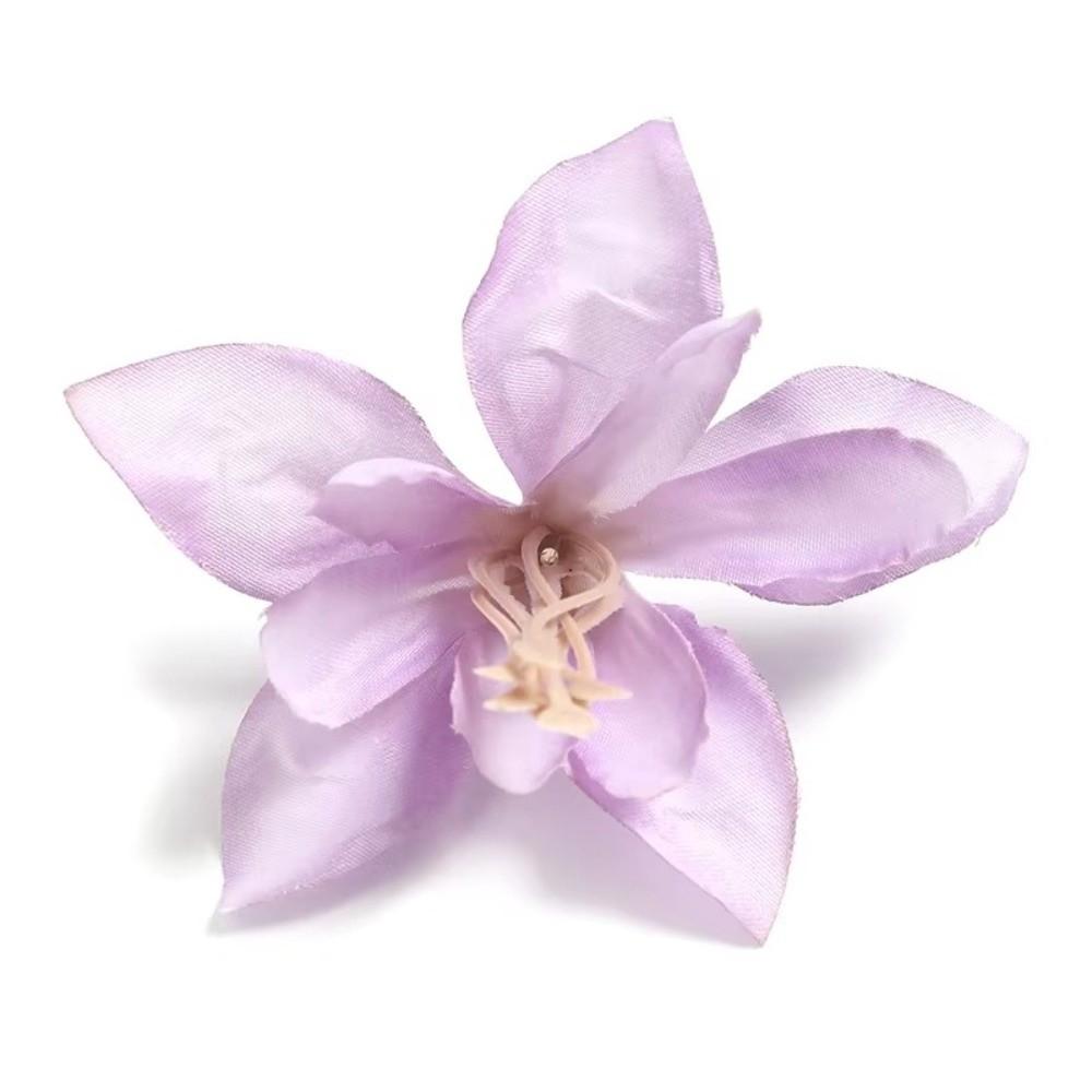 

10Pcs Silk Artificial Lily Flower Materials Handmade Silk Artificial Flowers Head DIY Bouquet Simulated Double-petal Lily Flower світло-фіолетового кольору