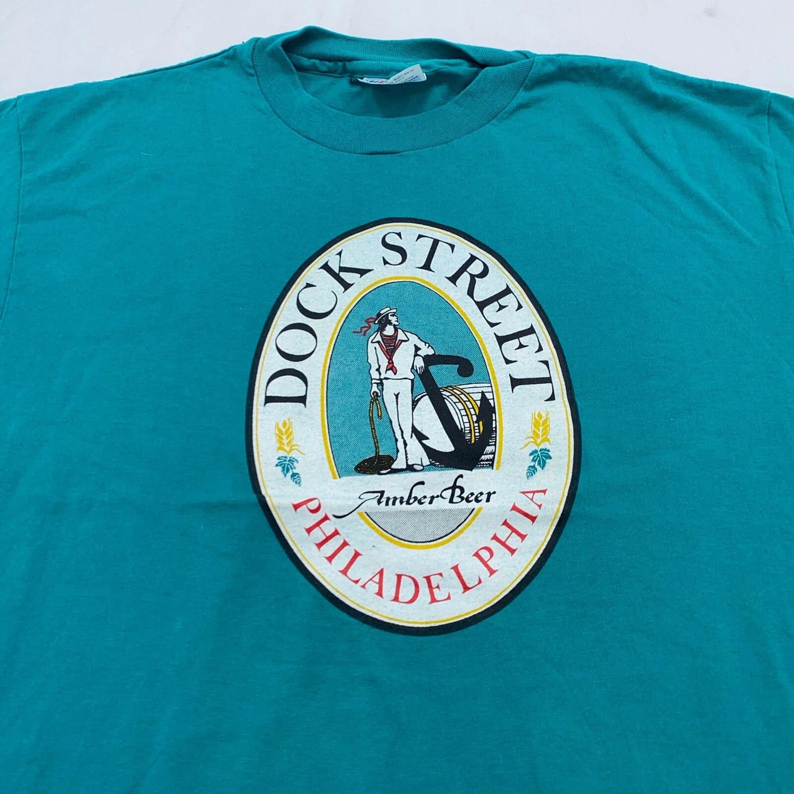 

vtg 80s DOCK STREET BREWERY PHILADELPHIA BEER T-Shirt MEDIUM/LARGE craft L