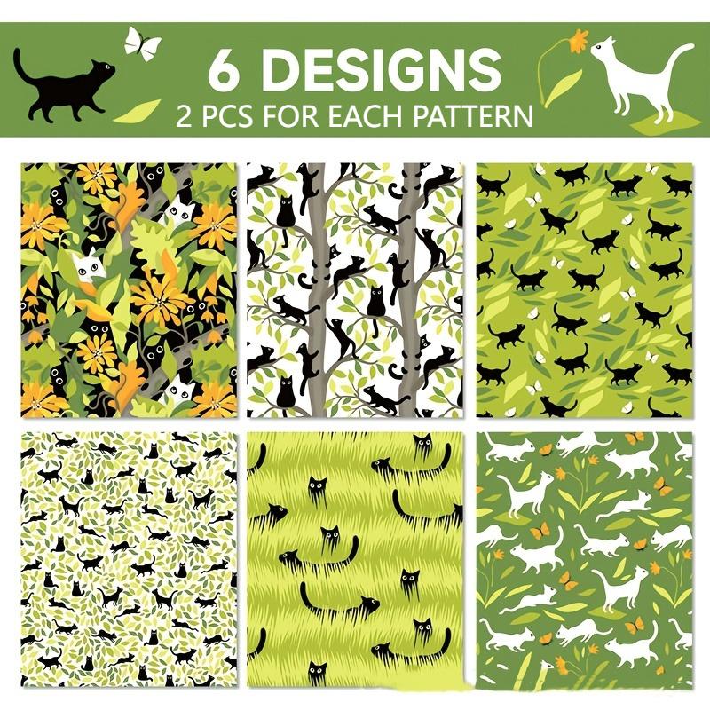 

12pcs/set Cat Print Gift Wrap Paper, Animal Pattern, Premium Paper for Holiday Presents, Birthday,and Party Gift Box Decorations