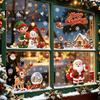Decorative Glass Stickers for Christmas Window Cling, PVC Waterproof Santa Claus/ Elf Snowman/Elk/House Stickers, Reusable Easy Peel And Stick Holiday