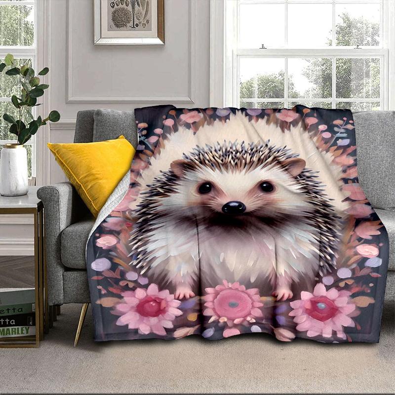 Autumnal Hedgehog Family Blanket Flannel Blanket Throw Blanket Sofa Cover Blanket Soft Premium Blanket Picnic Blanket Tv Blanket Gifts