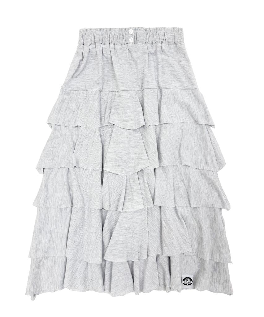 Plasma Sphere Peony Tiered Flower Button Sweat Skirt_2 Colors