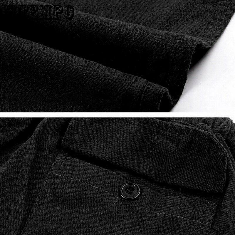 Men's Autumn Streetwear Elastic Waists Trousers Loose Pants Straight Party Pants Linen Plus Size