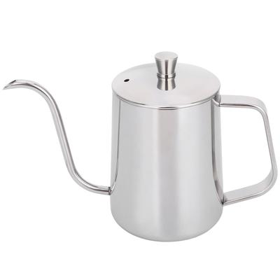 Bouilloire à café à col de cygne 600 ml Acier inoxydable 304 Bec fin Épaissir Cafetière avec couvercle