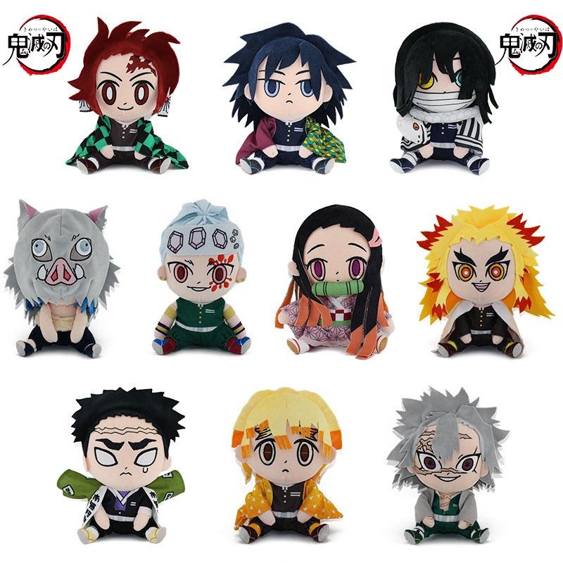 17cm Demon Slayer Xmas Gifts Plush Toys Set Nezuko Tanjiro Giyuu Inosuke Zenitsu
