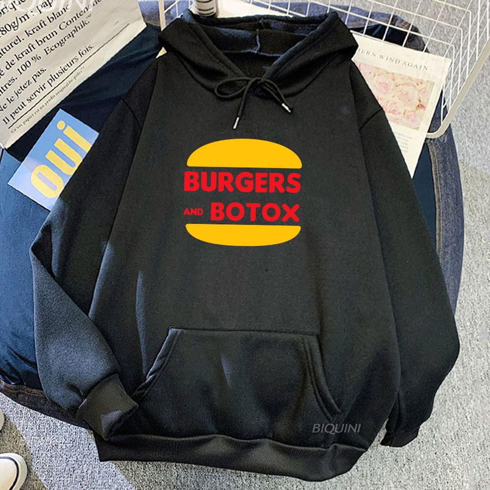 Selling Sunset Burgers and Botox Hoodies Funny Cartoon Graphic Sweatshirts Pocket Ropa Hombre Streetwear Winter Hooded