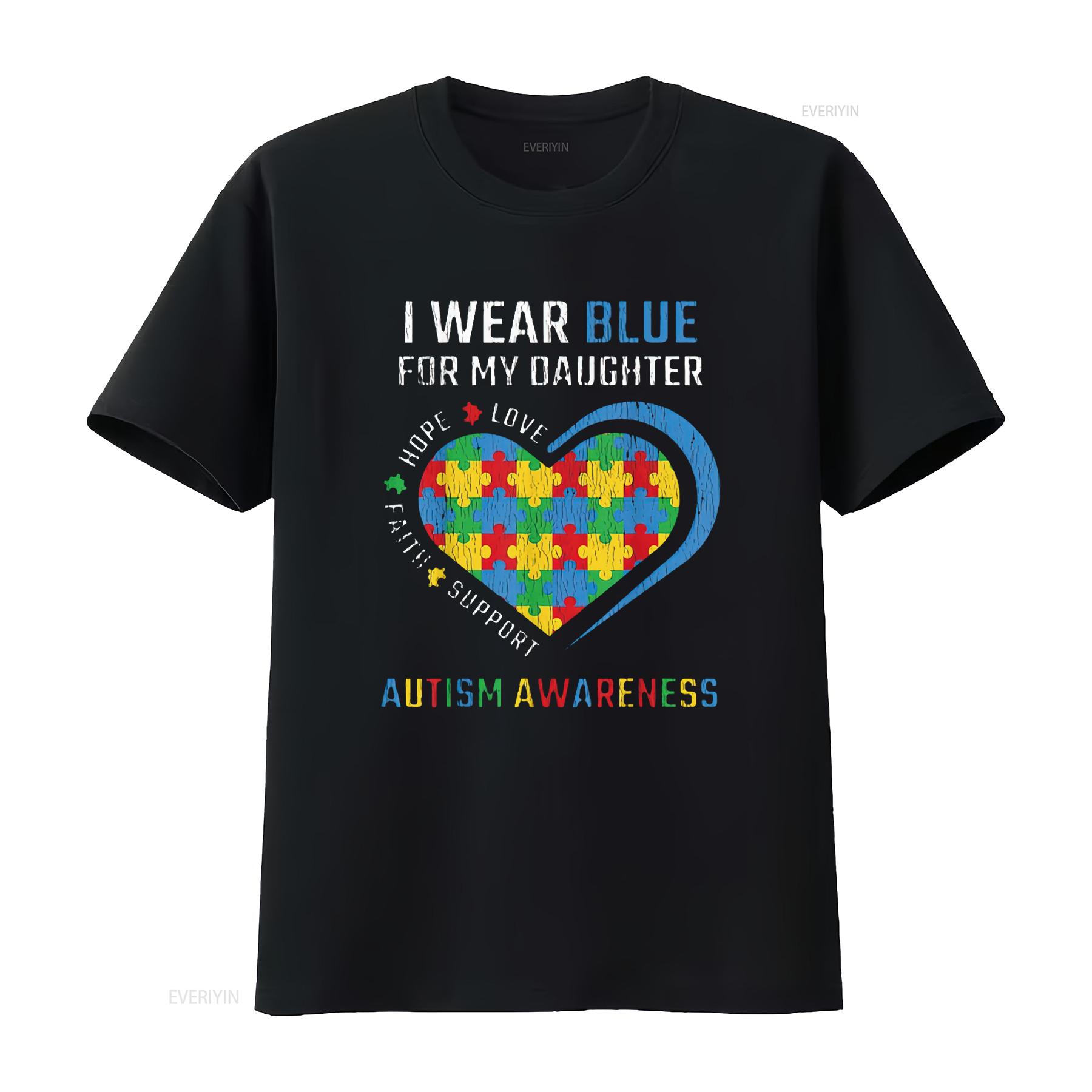 

Womens Wear Blue For My Daughter Autistic Kids Autism Awareness Mom T Shirt Black 3X Large vintage Washed Top For Everyday Wear 4XL