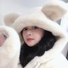 Autumn and winter imitation mink fur coat cute bear ears plush thickened loose medium and long coat women