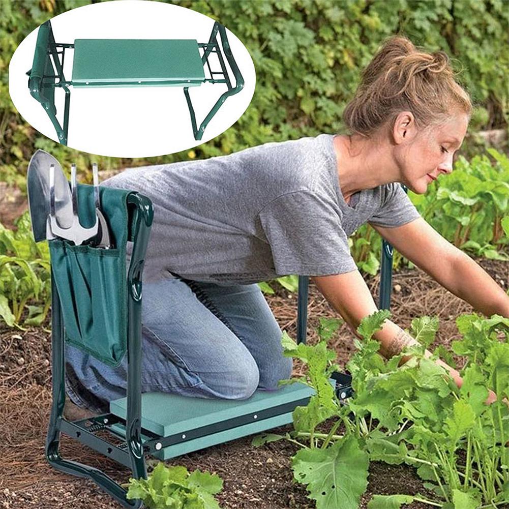 1Pc Garden Kneeler and Seat Foldable Kneeling Stool with Thicker Foam Pad Heavy Duty Bench with Tool Pouch Gifts for Fishing