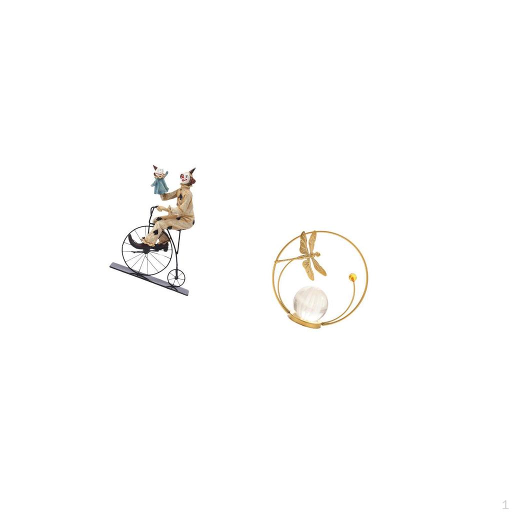 Crystal Clown Figurine Sculpture Metal Statuette Desk Ornament Centerpiece Stand for Table Cabinet