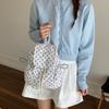 Girl Multiple Pockets Polka Dot Backpack Drawstring Lace-up Cloth Versatile Daypack Preppy Korean Lightweight Backpack Business