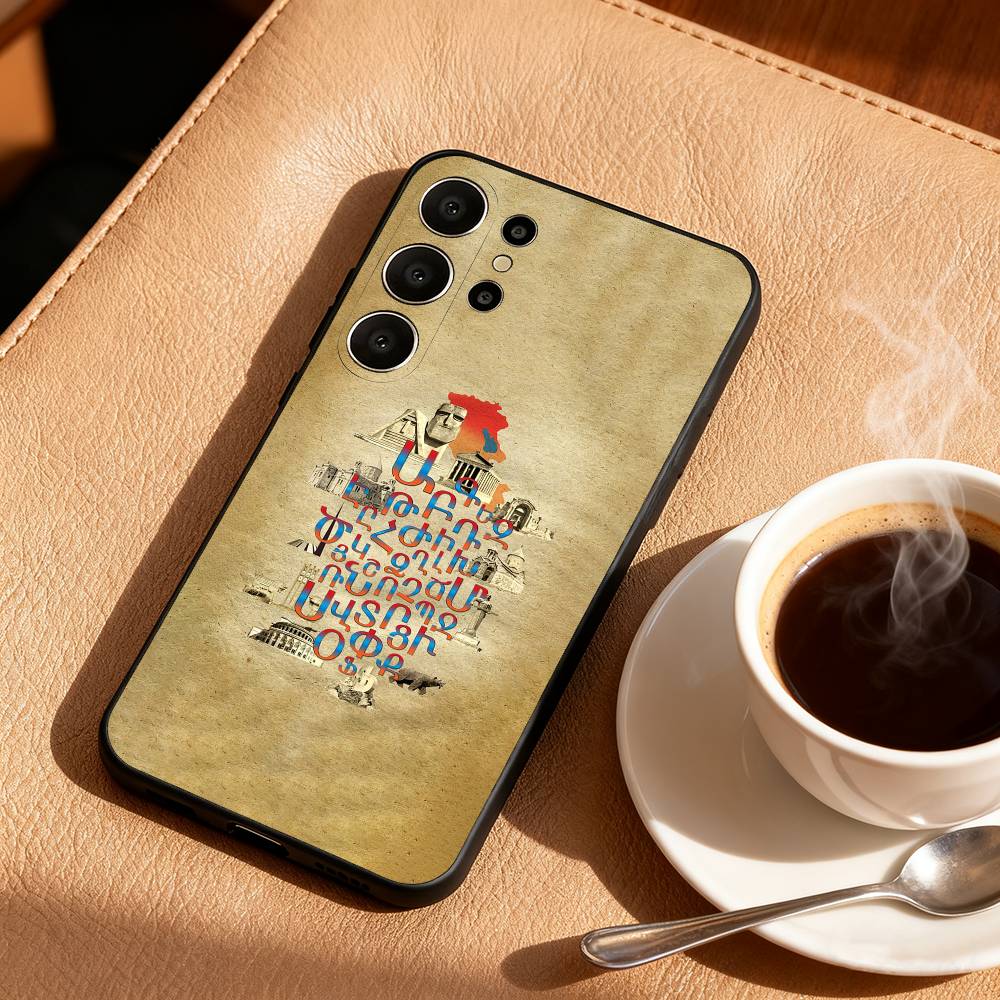 

A-Armenia Flag ART Phone Case For Samsung S25,24,23,22,30,21,10,9,Ultra,Plus,Lite,FE Soft Black Case Samsung S24fe