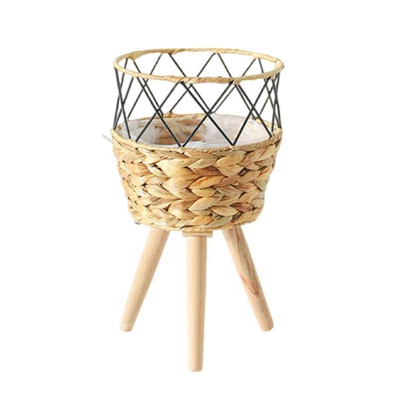 

Floor Planter Stand with Wooden Stand Rack Indoor Outdoor Garden Storage Container