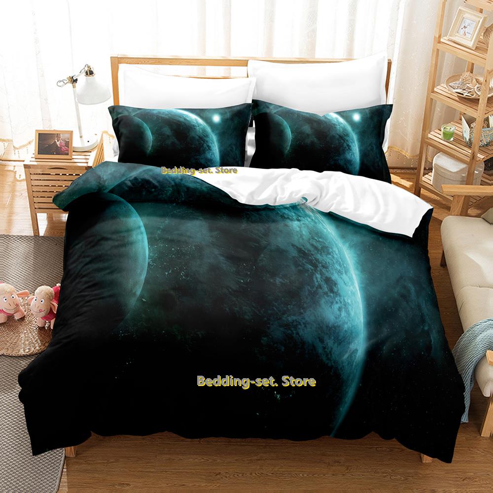 Set Letto Pianeti Singolo Gemello Matrimoniale Queen King Size Set Letto Adulto Bambino Camera da Letto Set Copripiumino universo spazio esterno Letto