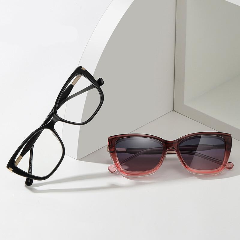 2 In 1 Finished Myopia Sunglasses Prescription Optical Lens Anti- Blue Lightweight Clip-On Magnetic Nearsighted Eyeglasses