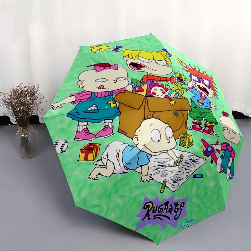 Rugrats Go Wild Automatic Umbrella - Foldable with 8 Iron Ribs, Portable for Outdoor, Gift, Outdoor Umbrell, Playful Accessory, Durable High