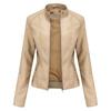 Damen Schlanke Passform PU Lederjacke Stehkragen Motorrad Stil Oberbekleidung Leicht