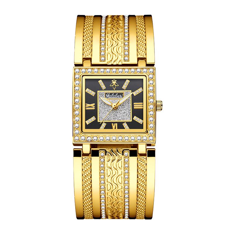 YaLalusi Gold Diamond Women's Watch with Diamond-Set Bracelet