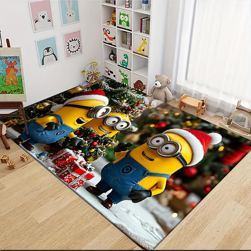 1Pc Christmas Minion Celebration Carpet Rug Soft Washable Antislip Home Living Room Sofa Mats Personalized Christmas Rug
