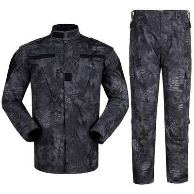 GUN FREAK Camouflage Uniform Set, BDU Honeycomb Camouflage Jacket and Pants, Military Airsoft Combat Uniform (Typhon Black, Size L)