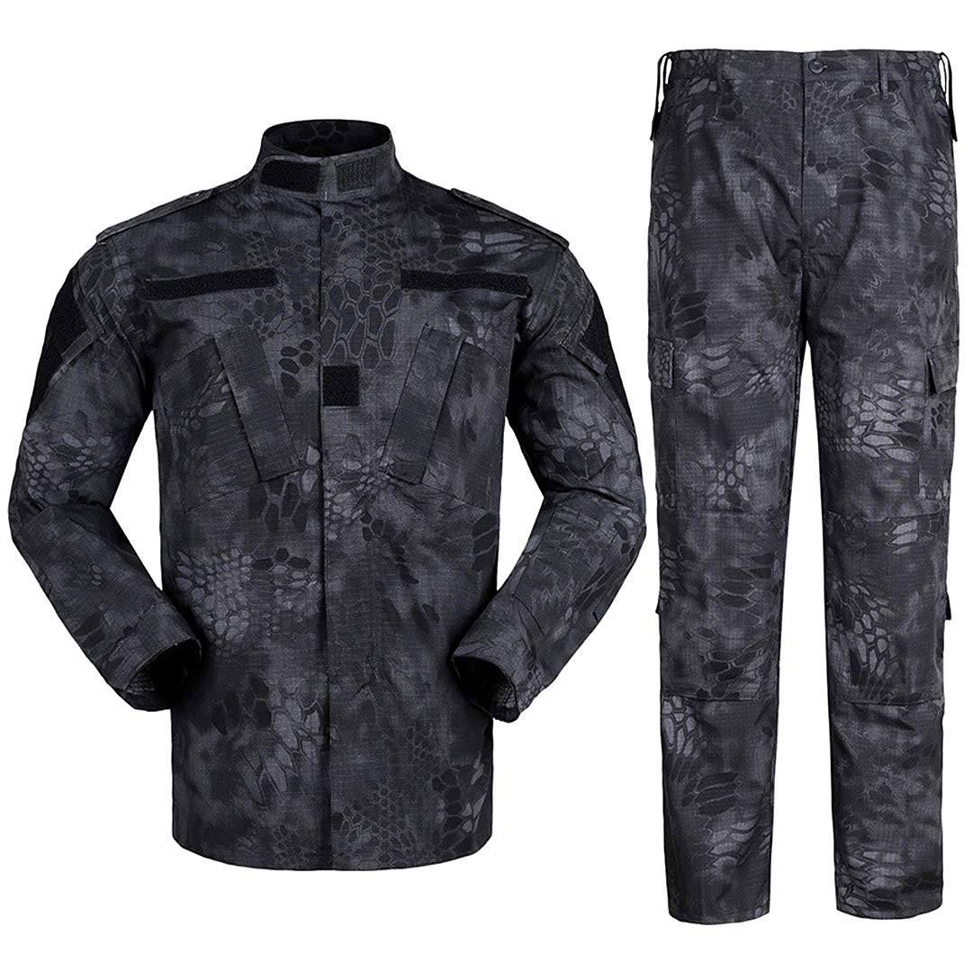 

GUN FREAK Camouflage Uniform Set, BDU Honeycomb Camouflage Jacket and Pants, Military Airsoft Combat Uniform (Typhon Black, Size L)