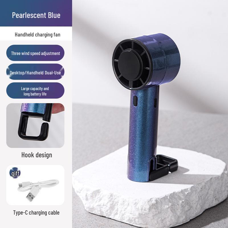 Portable Silent USB Charging Desktop & Handheld Fan with Hook 300mAh
