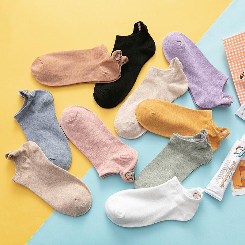 Women's 3D Embroidered Cat Cotton Ankle Socks