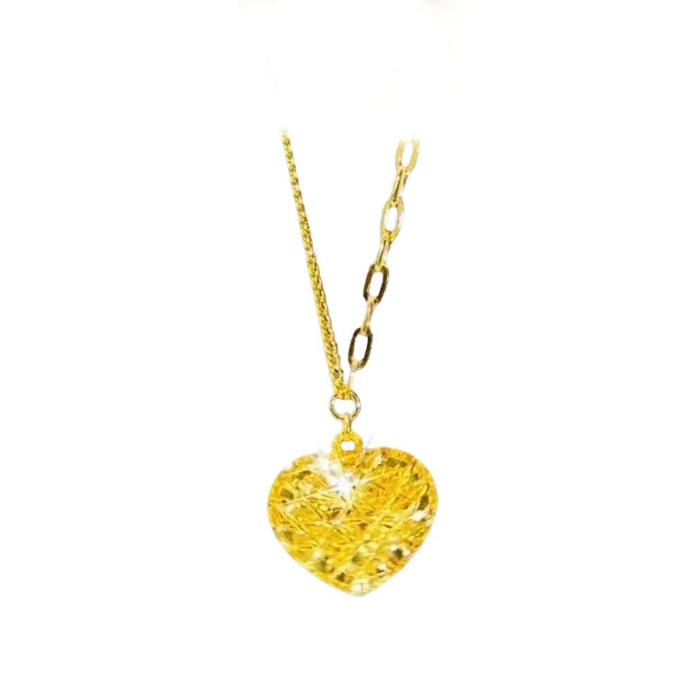 Echtgold gebürsteter Zuckerwürfel Liebe AB Halskette leichter Luxus mit süßem Design Sinn für weibliches Geschenk Schmuck