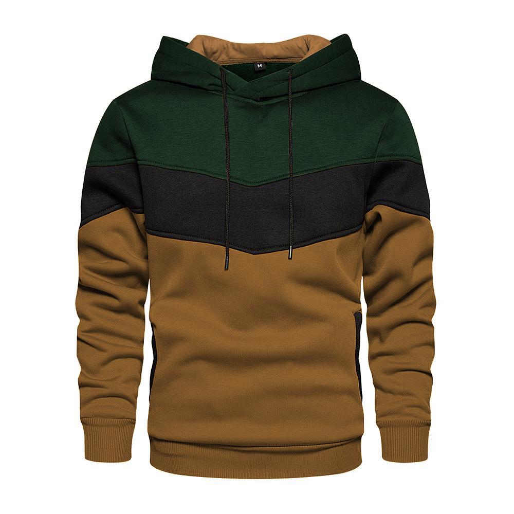 

Color Block Loose Casual Hooded Sweatshirt with Side Pockets for Men - Youth Style 2026, Spring & Autumn XXXL армія зелений колір